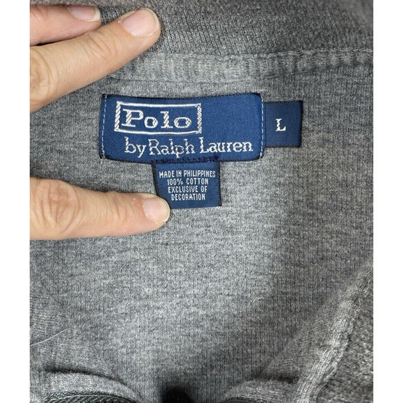 Polo Ralph Lauren Shirt Mens Large Grey Mock Neck 1/4 Zip Vintage Preppy - Picture 8 of 11
